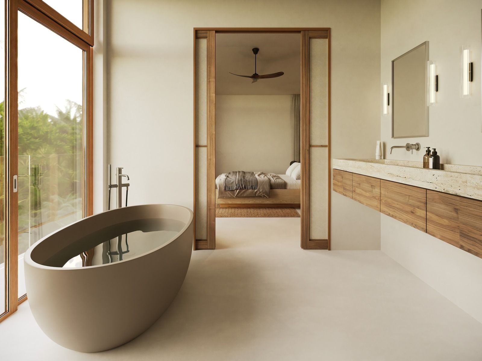Villa Azure master bathroom with freestanding tub